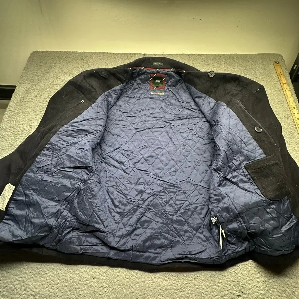 J Crew Wool Double Breasted Bayswater Pea Coat Mens Medium Thinsulate Navy
